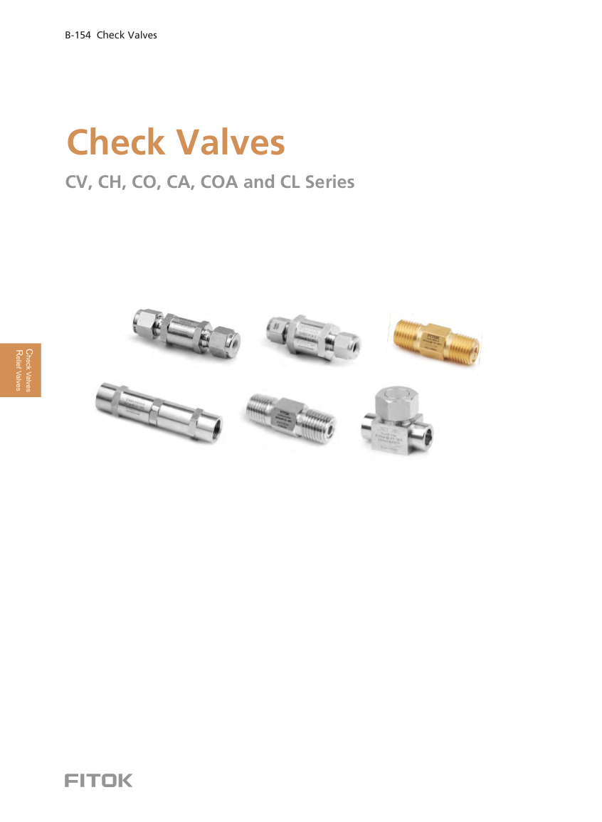 Обратные клапаны CV / CH / CO / CA / COA / CL Series