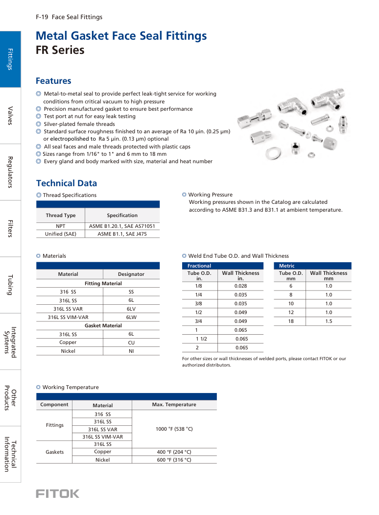 FR Series Face Seal Fittings