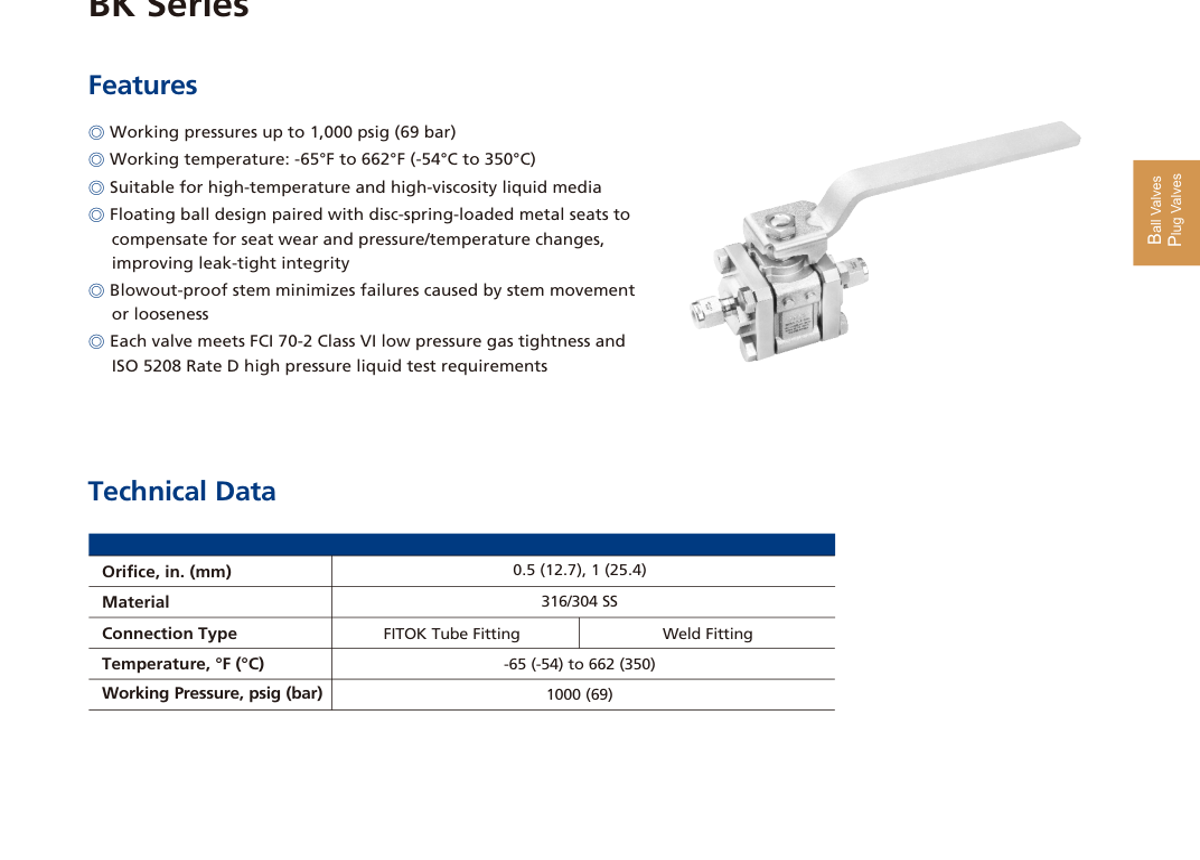 Высокотемпературные шаровые краны с металлическим седлом BK Series