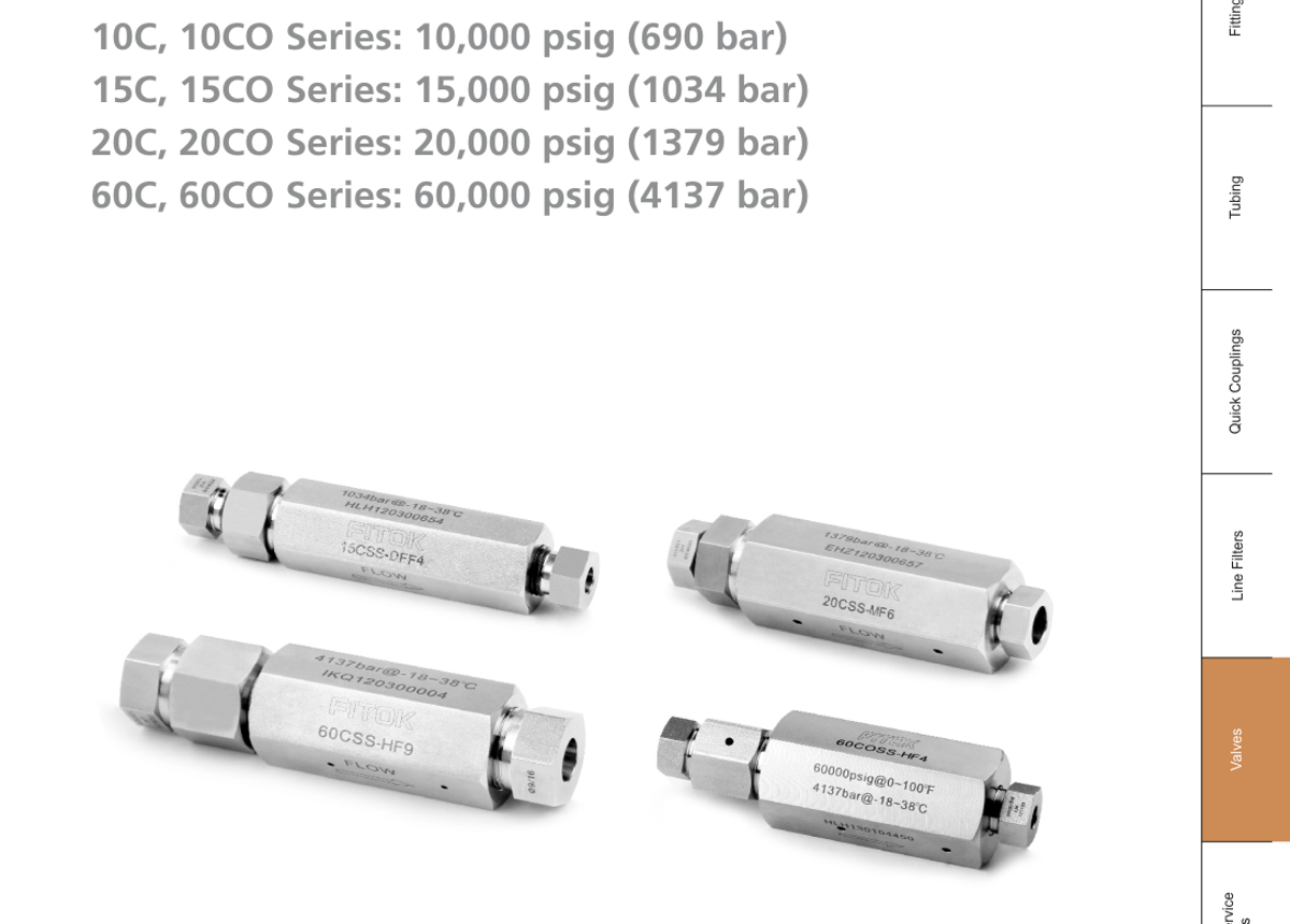 Обратные клапаны среднего и высокого давления 10C / 15C / 20C / 60C Series