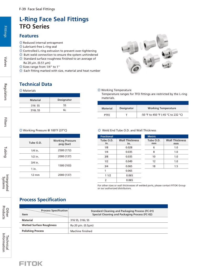 TFO Series L-ring Face Seal Fittings